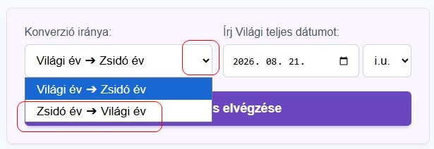 A naptár dátum konvertáló választható felülete